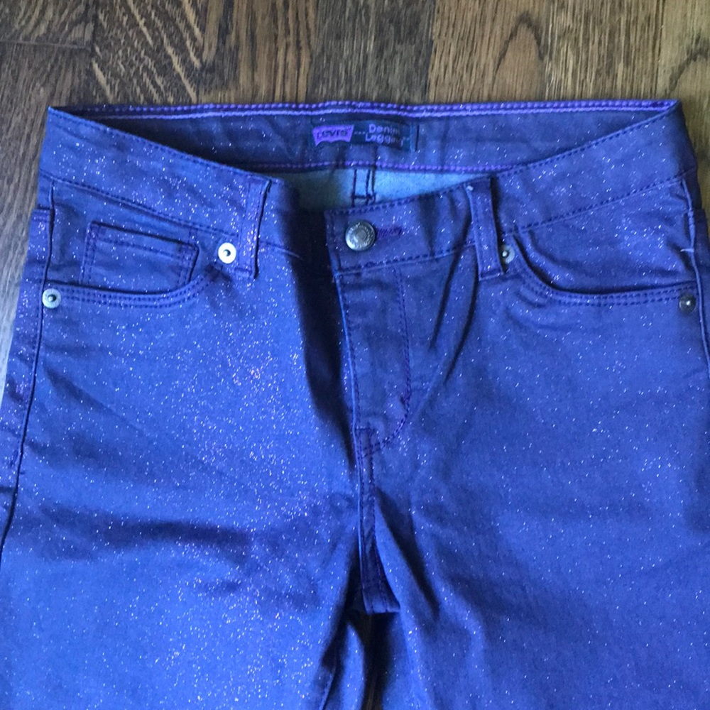 Levi’s Purple glitter Levi's denim legging.